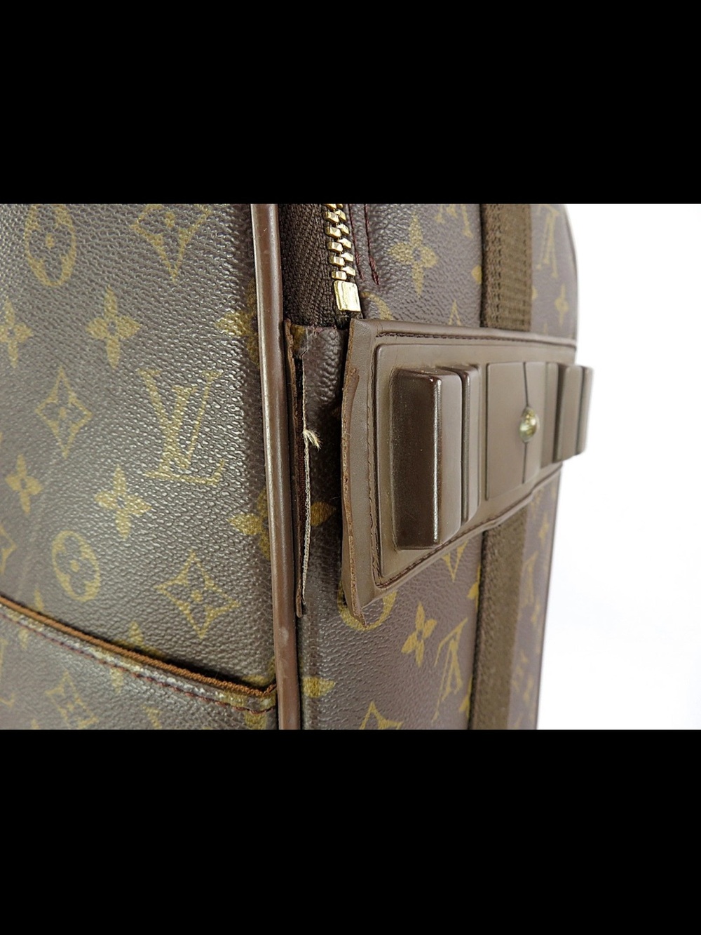 Louis Vuitton Brown Monogram Carry-On Suitcase with Leather Trim - Picture 13 of 16